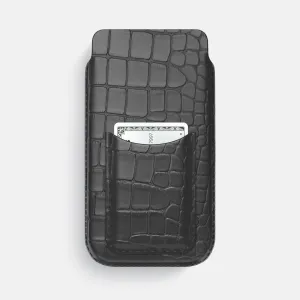 Minimal Pattern Pouch Card Case For iPhone 17 Air In Alligator