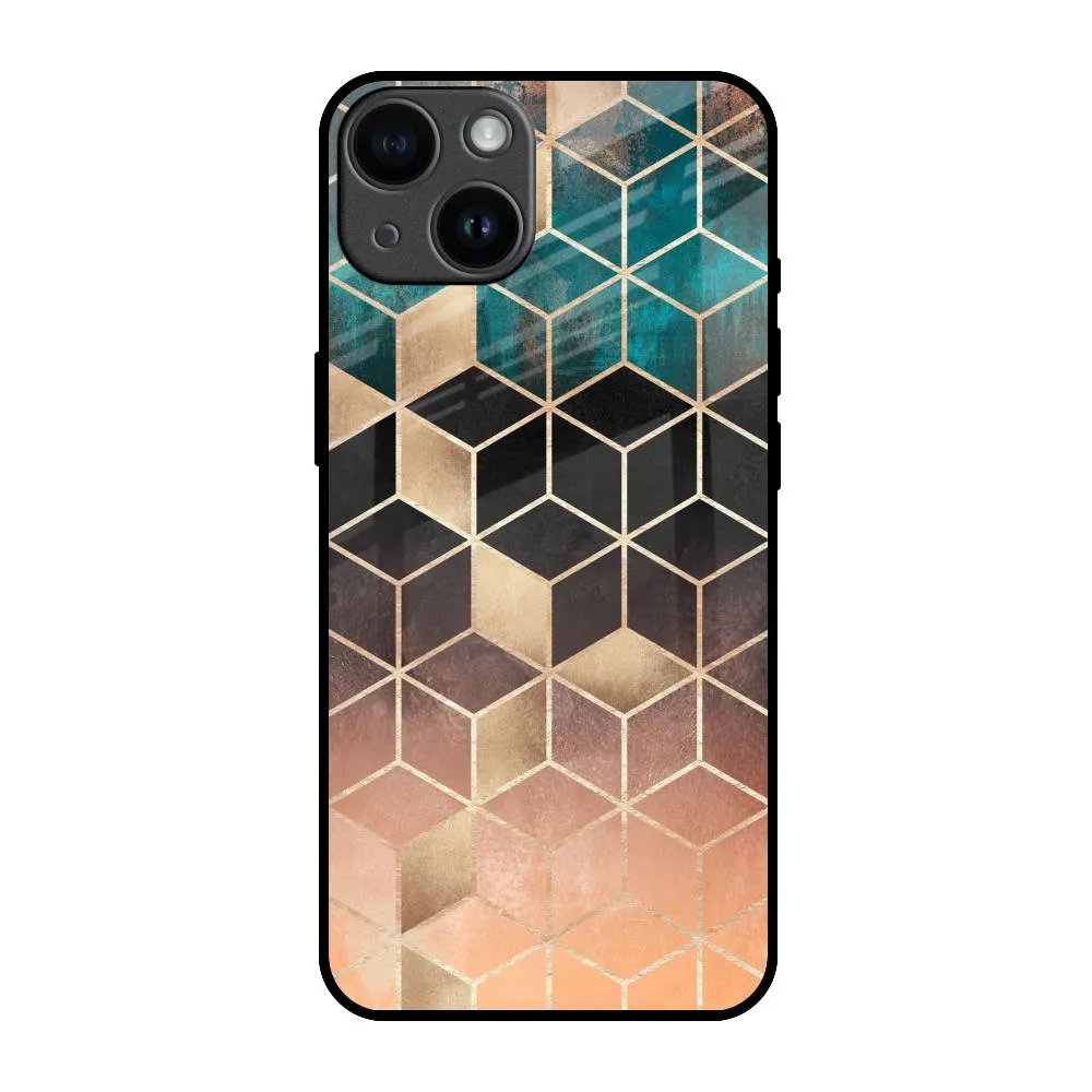 Bronze Texture Glass Case for iPhone 14 Button Cover