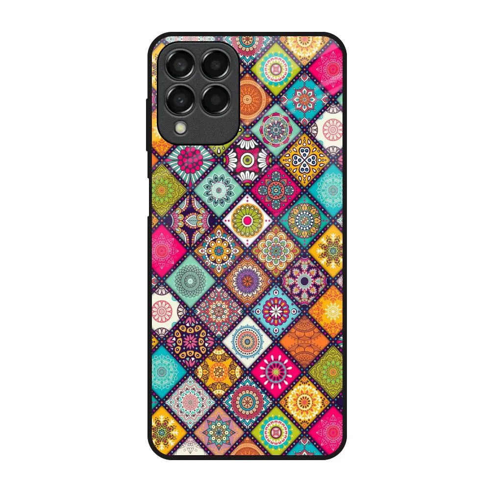 Stylish Color Refined Finish Multicolor Mandala Glass Case for Samsung Galaxy M53 5G