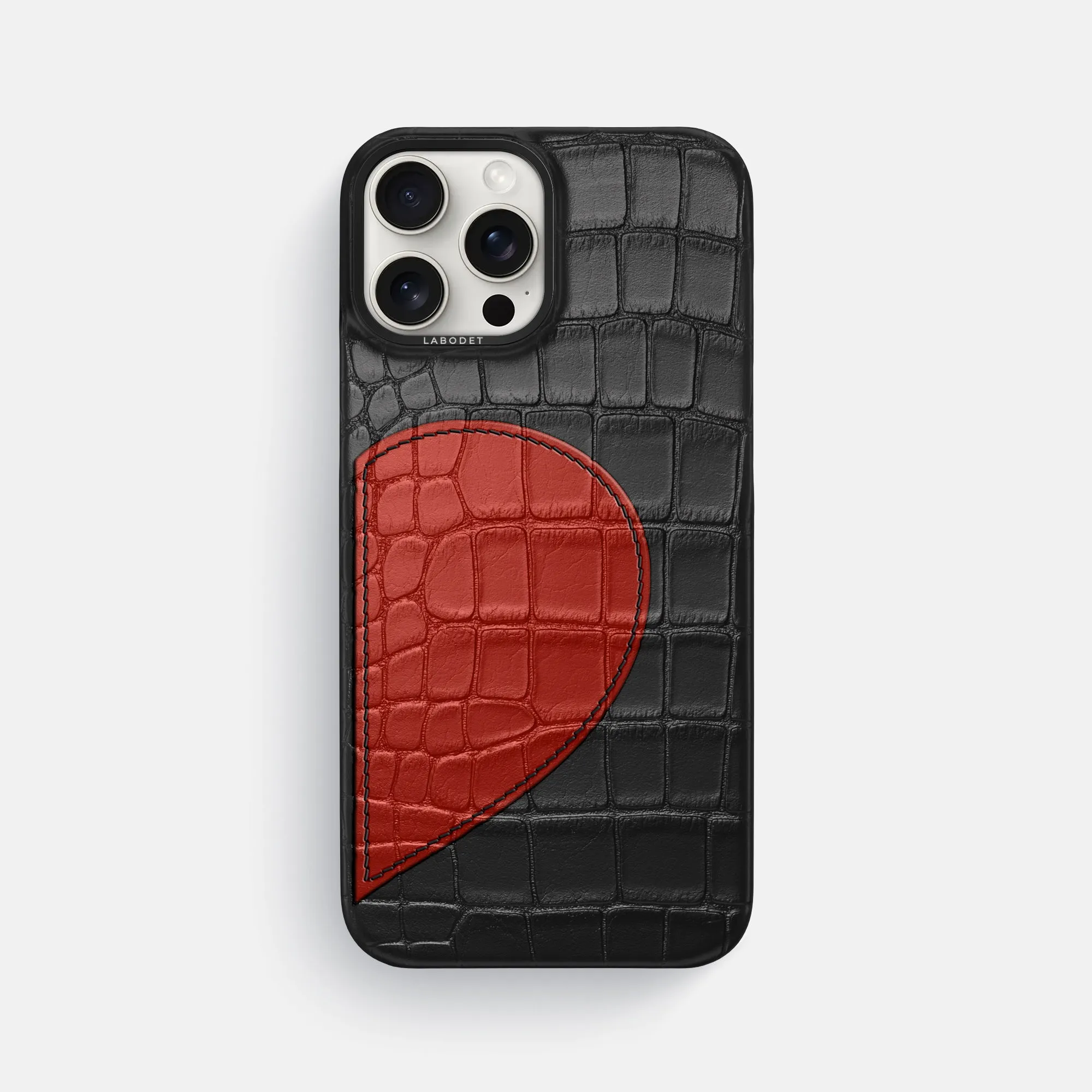Protective Build Desk Companion Classic Case With Half Heart - Left For iPhone 16 Pro Max In Alligator