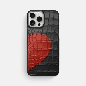 Lightweight Build Quality Classic Case With Half Heart - Left For iPhone 16 Pro Max In Alligator