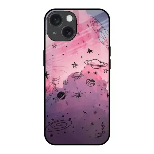 Hybrid Pattern Design Soft Silicone Space Doodles Glass Case for iPhone 15