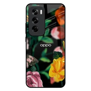 Flowers & Butterfly Glass Case for Oppo Reno 12 5G Elegant Detail Everyday Style