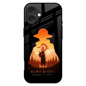 Luffy One Piece Glass Case for iPhone 16 Plus Trendy Look