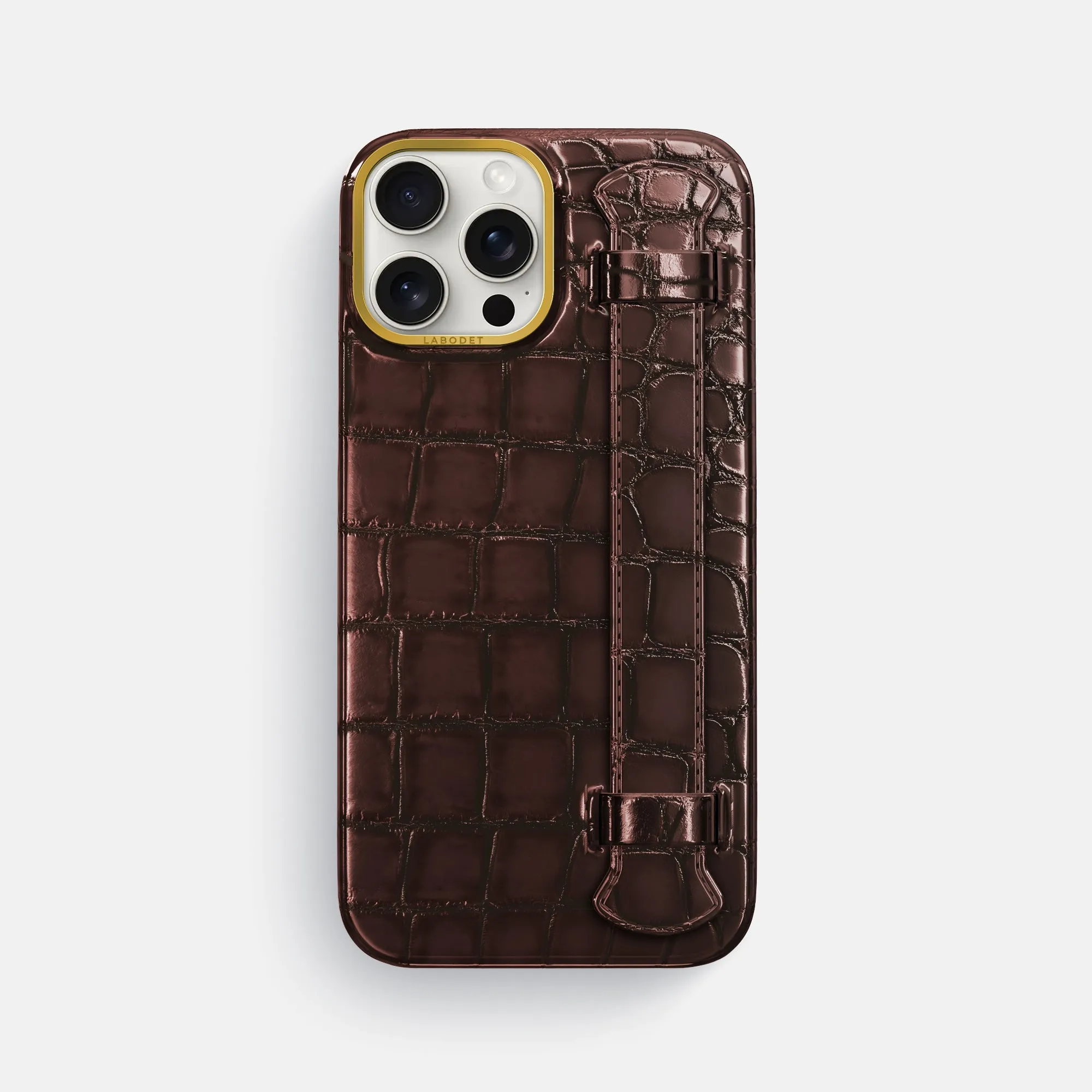 Elegant Look Trendy Finish Handle Case For iPhone 16 Pro Max In Patina Alligator