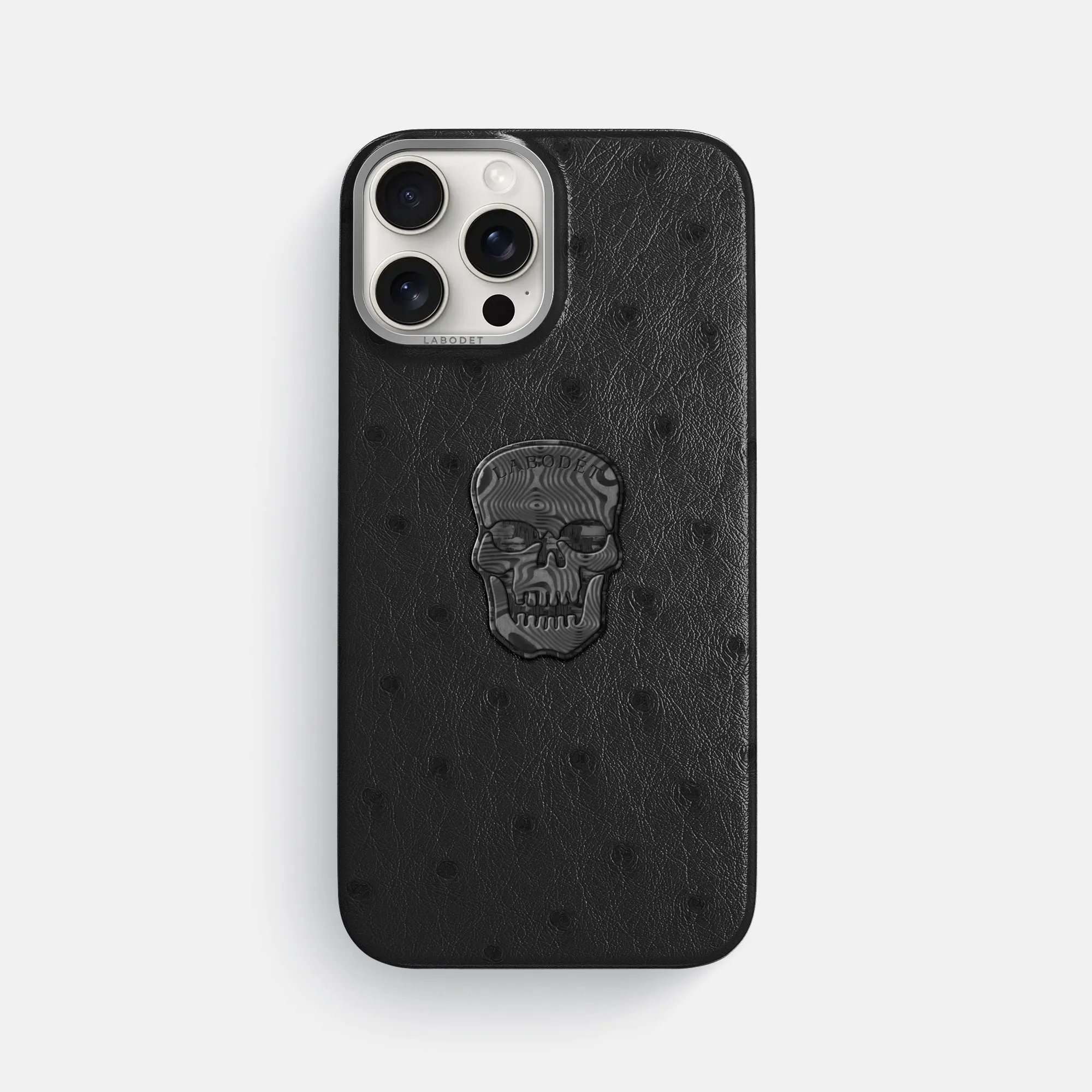 Elegant Comfort Classic Case With Carbon Skull For iPhone 16 Pro Max In Ostrich