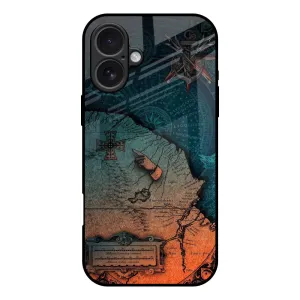 Geographical Map Glass Case for iPhone 17 Textured Grip Smooth Coating