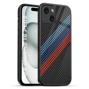 Flexible Grip Texture Carbon Inspired Glass Case for iPhone 15 Plus