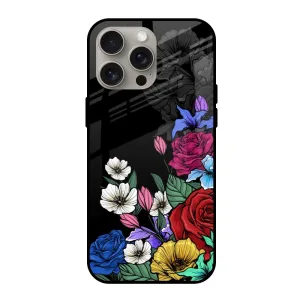 Rose Flower Bunch Art Glass Case for iPhone 15 Pro Max Lightweight Feel
