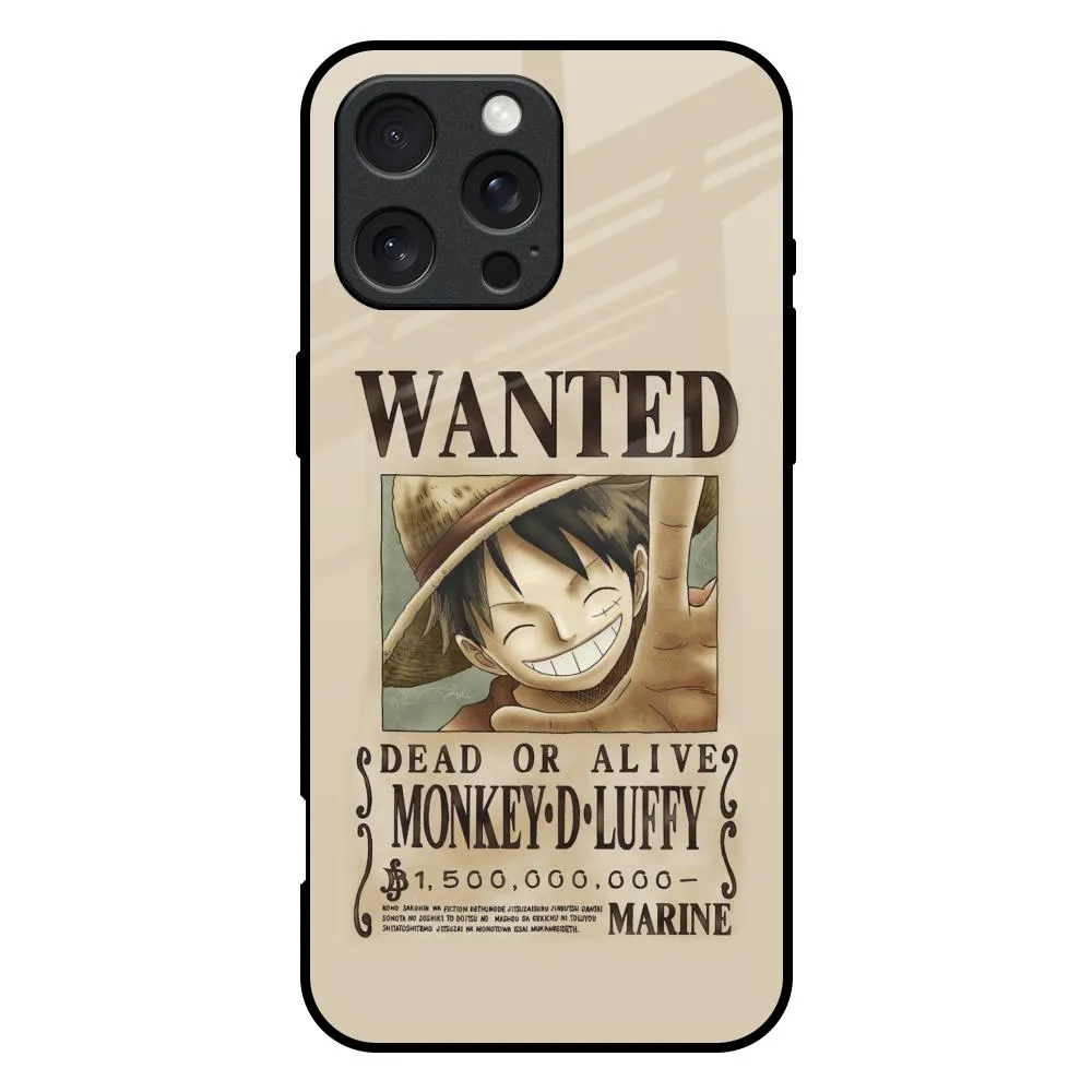 Unique Artwork Luffy Wanted Glass Case for iPhone 16 Pro Max