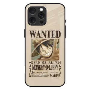 Unique Artwork Luffy Wanted Glass Case for iPhone 16 Pro Max