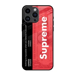 Supreme Ticket Glass Case for iPhone 14 Pro Max Button Cover