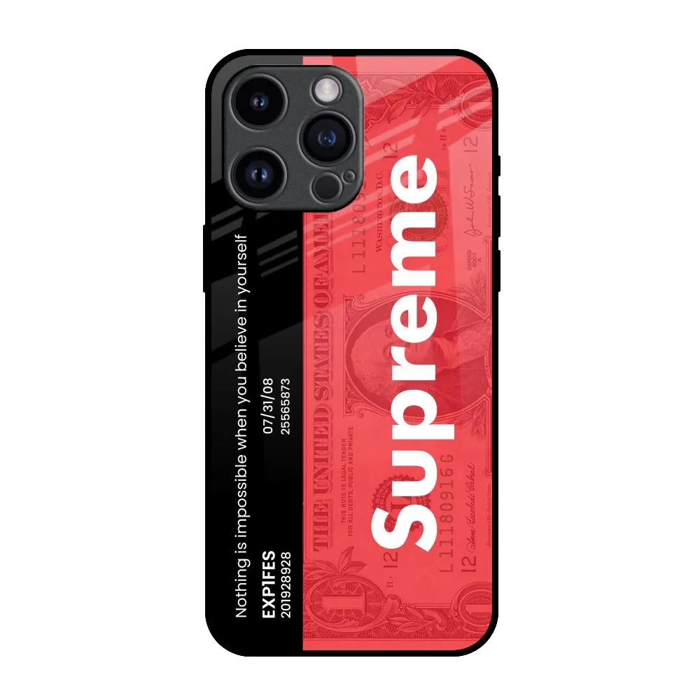 Supreme Ticket Glass Case for iPhone 14 Pro Max Button Cover
