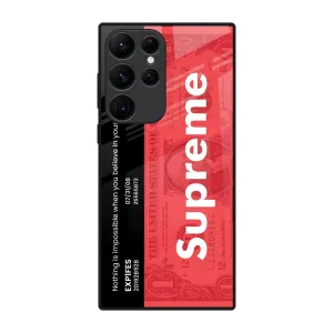 Supreme Ticket Glass Case for Samsung Galaxy S22 Ultra 5G Fashion Texture