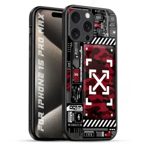 Technology Art Glass Case for iPhone 15 Pro Max Polished Touch Soft Grip Finish