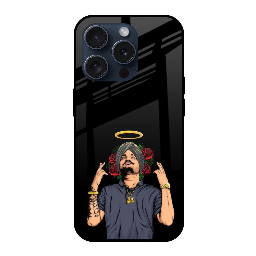 Punjabi Singer Poster Glass Case for iPhone 15 Pro Hard Shell