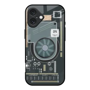 Motherboard Circuit Glass Case for iPhone 16 Modern Pattern Layer