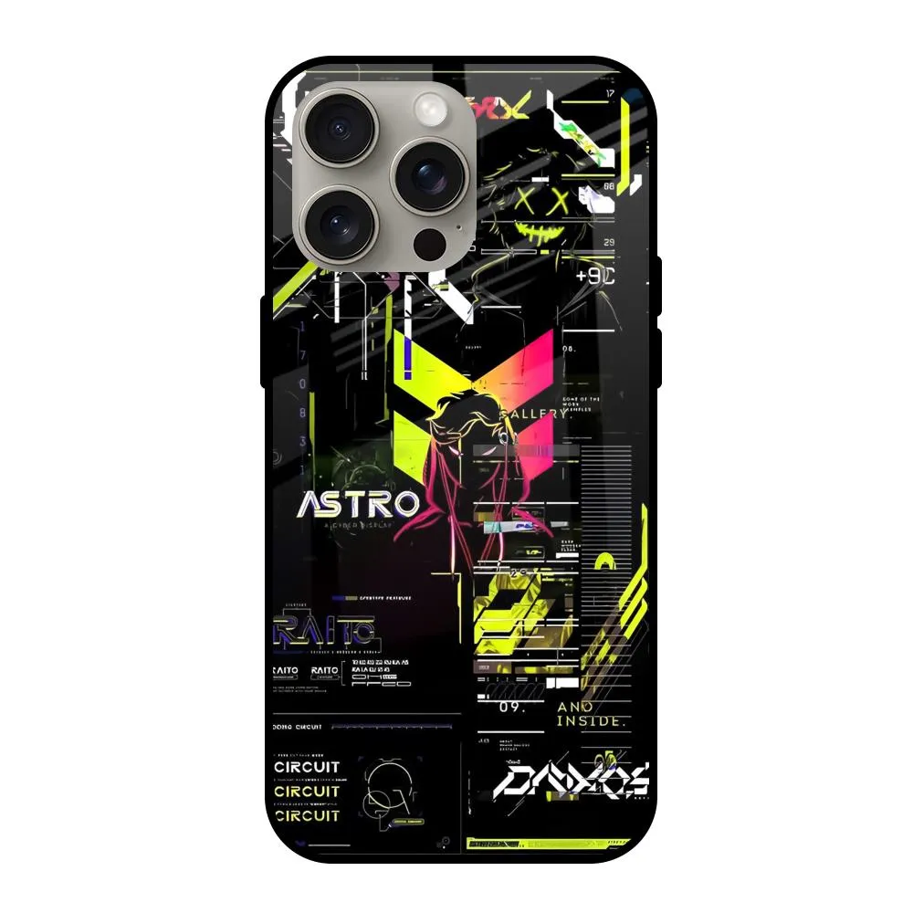 Astro Glitch Glass Case for iPhone 15 Pro Max Comfort Texture Luxury Coating