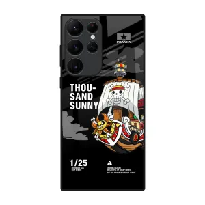 Light Edge Polished Surface Texture Thousand Sunny Glass Case for Samsung Galaxy S22 Ultra 5G