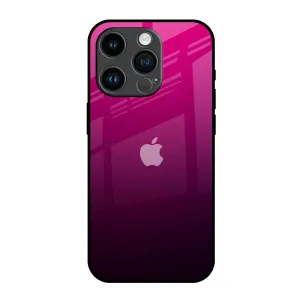 Purple Ombre Pattern Glass Case for iPhone 14 Pro Strong Frame Hand Friendly