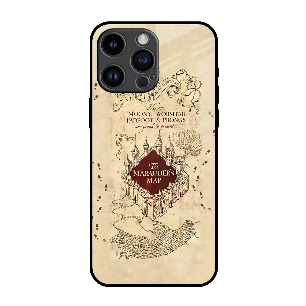 Matte Feel Magical Map Glass Case for iPhone 14 Pro Max