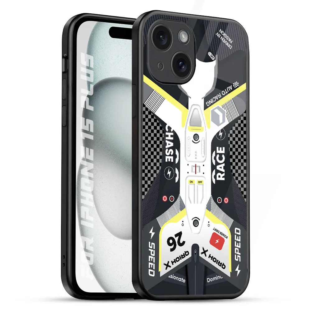 Classic Grip Car Enthusiast Glass Case for iPhone 15 Plus
