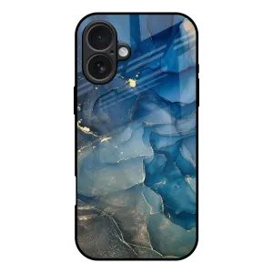Fashion Touch Smooth Form Blue Cool Marble Glass Case for iPhone 17