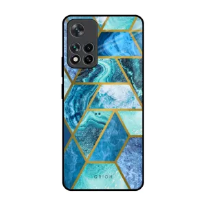 dust protection Matte Texture Finish Turquoise Geometrical Marble Glass Case for Mi 11i