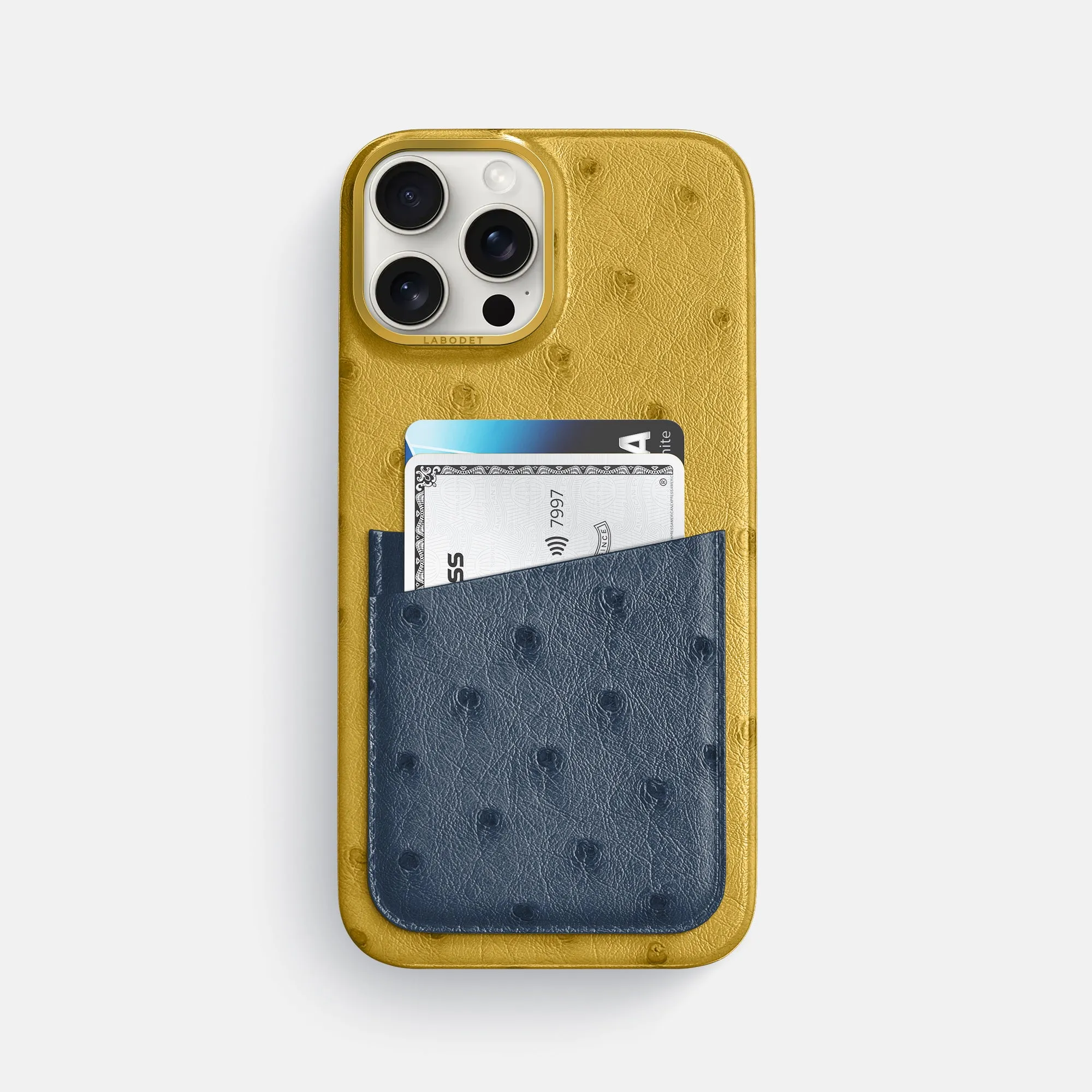 Soft edges Double Card Case Color?? For iPhone 16 Pro Max In Ostrich