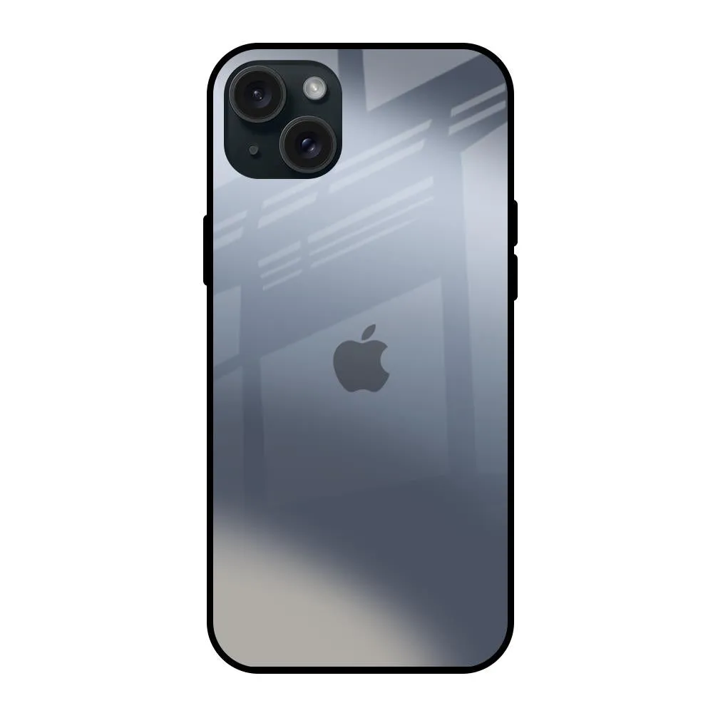 Space Grey Gradient Glass Case for iPhone 15 Plus Rugged Texture Design