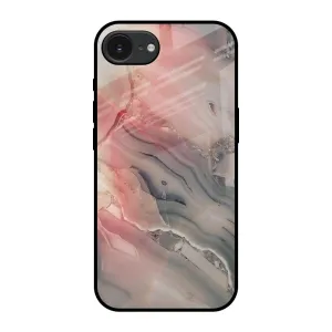 Protective Fit Pink And Grey Marble Glass Case For Apple iPhone 16e