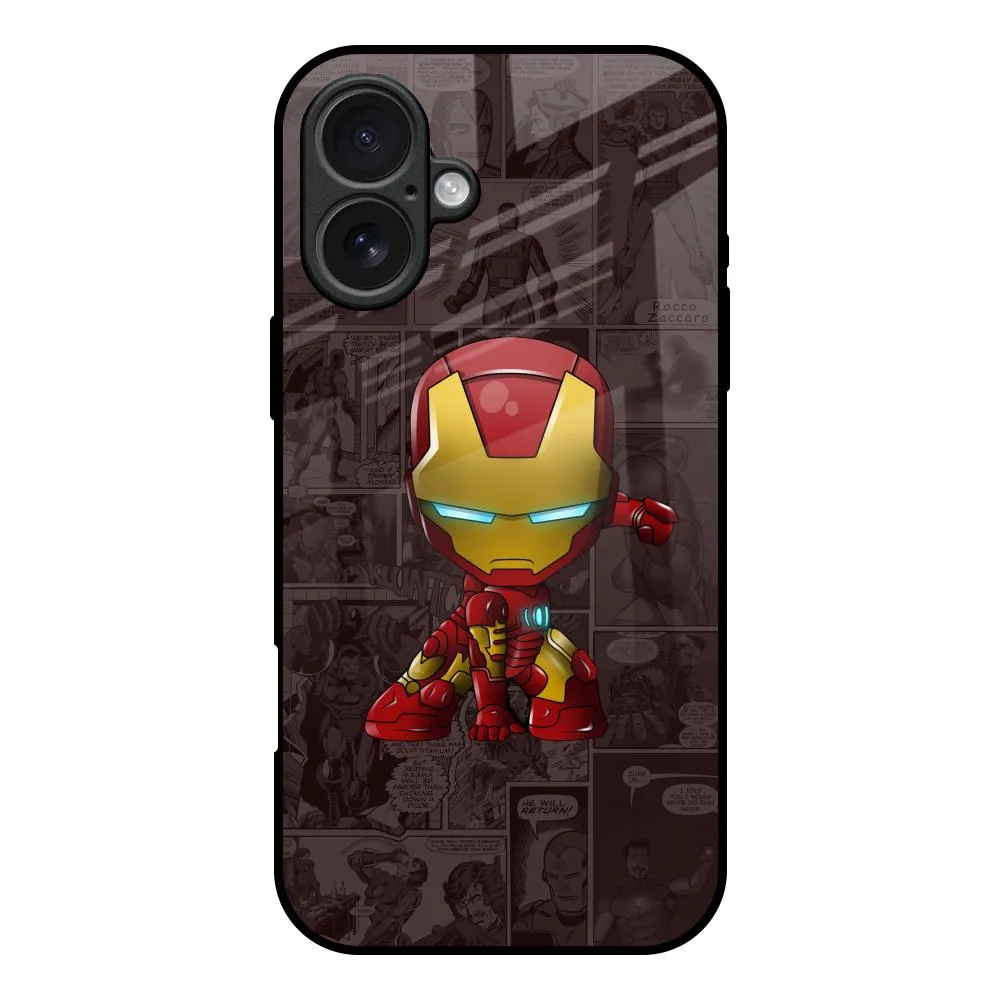 Marble Pattern Resistant Layer Angry Baby Super Hero Glass Case for iPhone 17