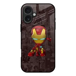 Marble Pattern Resistant Layer Angry Baby Super Hero Glass Case for iPhone 17