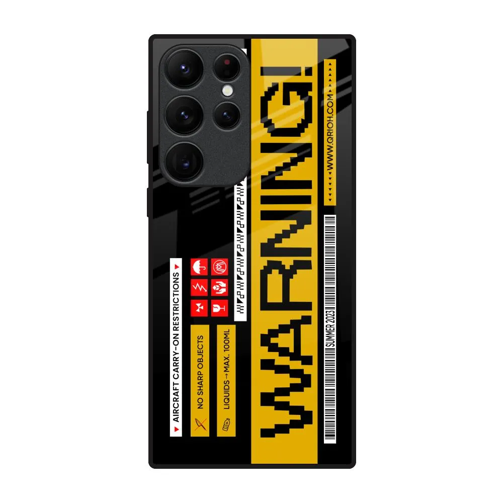 Aircraft Warning Glass Case for Samsung Galaxy S22 Ultra 5G Classic Texture