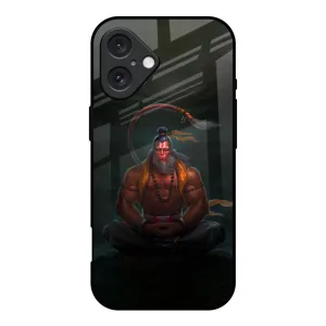 Lord Hanuman Animated Glass Case for iPhone 16 Bold colors hybrid design