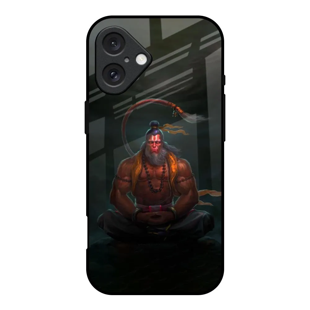 Lord Hanuman Animated Glass Case for iPhone 16 Bold colors hybrid design