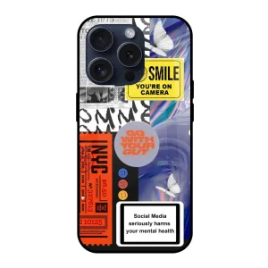 Non slip grip Smile for Camera Glass Case for iPhone 15 Pro