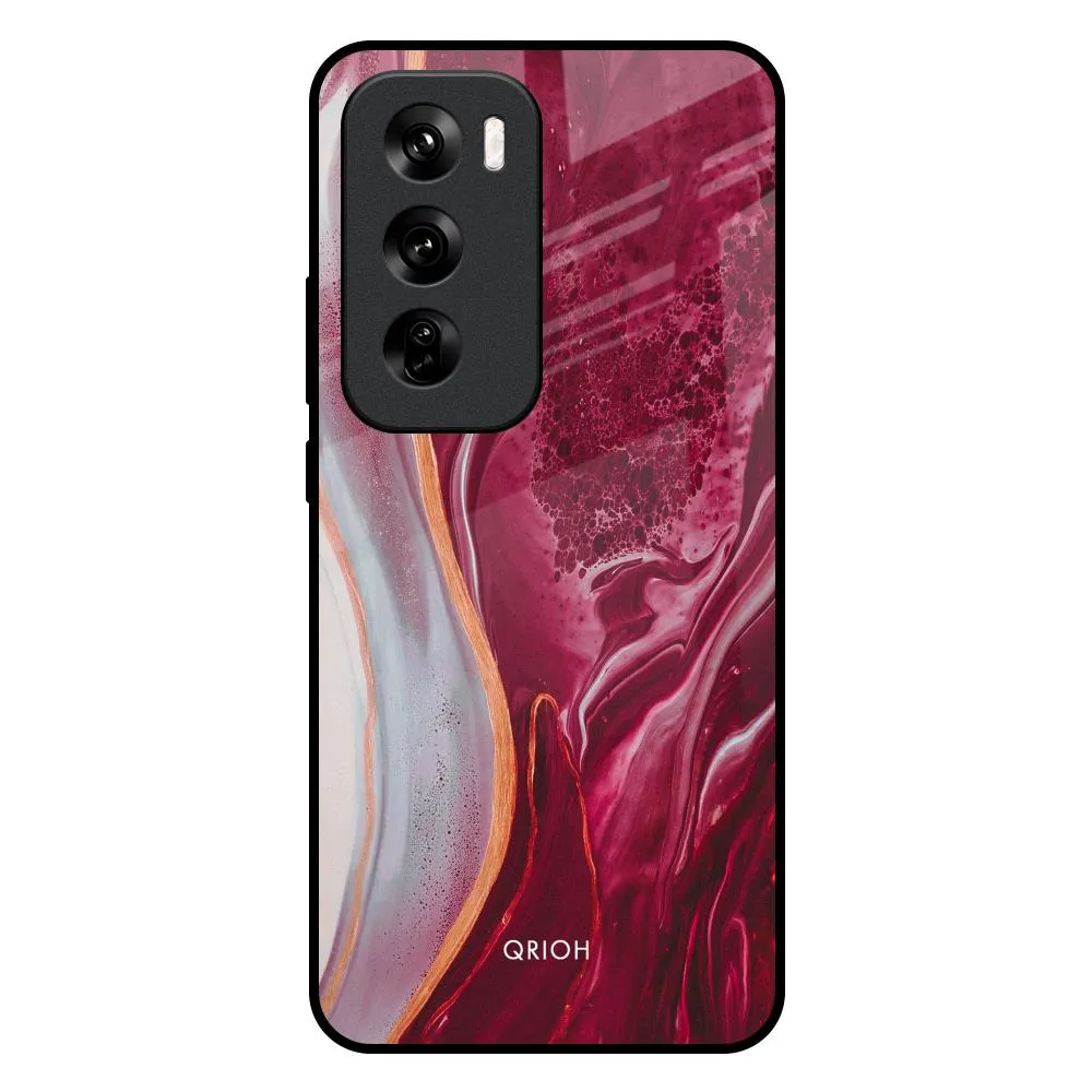 Soft Edging Crimson Ruby Glass Case for Oppo Reno 12 5G