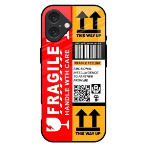 Classic Grip Durable structure Handle With Care Glass Case for iPhone 16 Plus