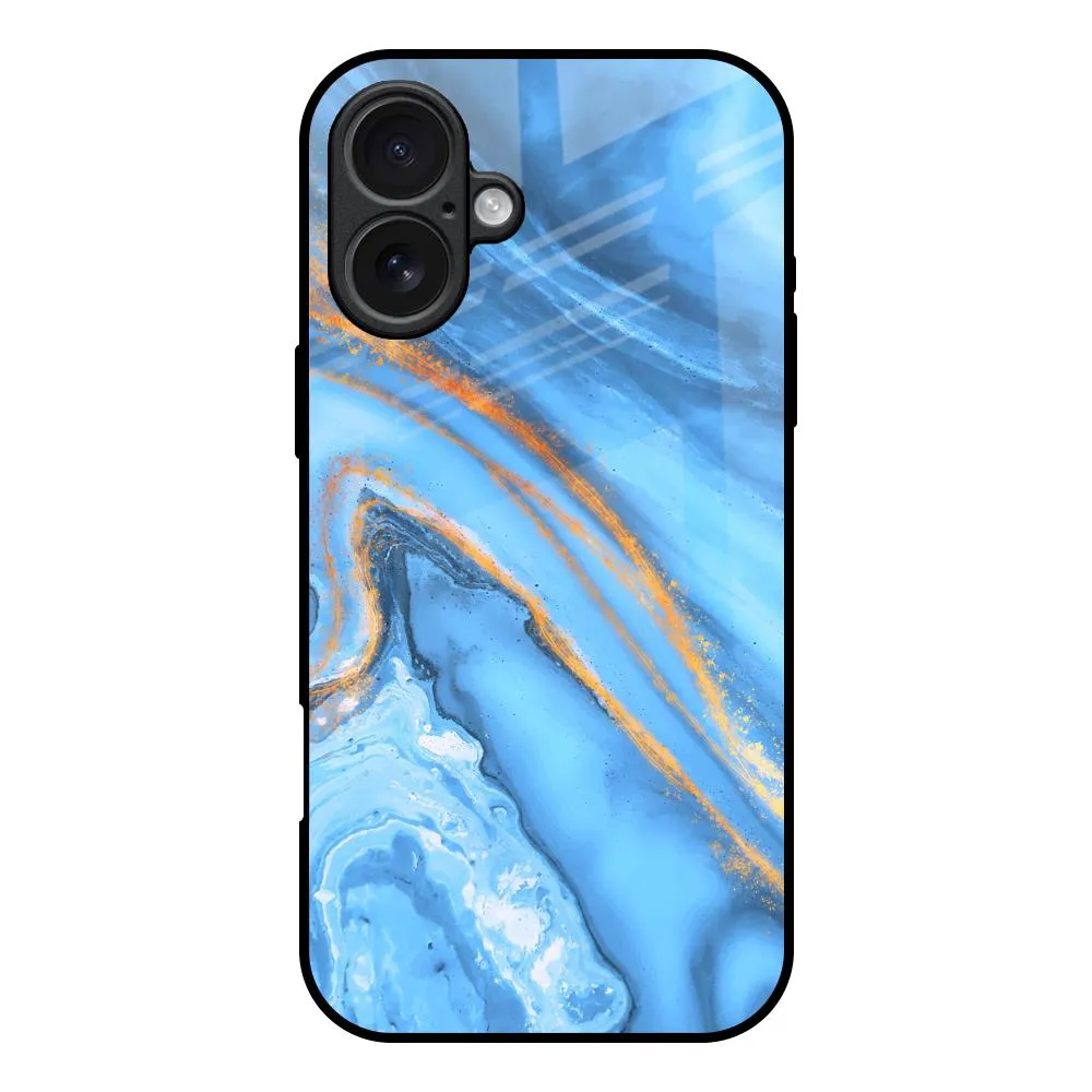 Vibrant Blue Marble Glass Case for iPhone 17 Matte Pattern Design Smooth Fit