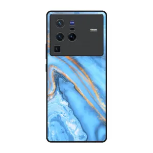 Vibrant Blue Marble Glass Case for Vivo X80 Pro 5G Portable Protection