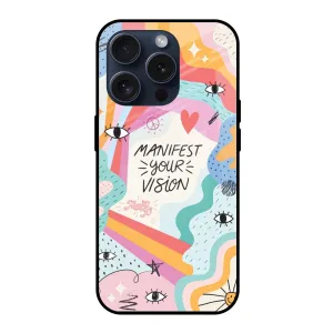 Marble Pattern Vision Manifest Glass Case for iPhone 15 Pro
