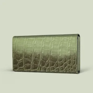 Wallet Case Celadon Green For iPhone 16 Pro Max In Himalayan Crocodile Hard Shell Sleek Build
