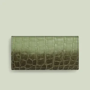 Wallet Case Celadon Green For iPhone 17 Air In Himalayan Crocodile Ultra Slim