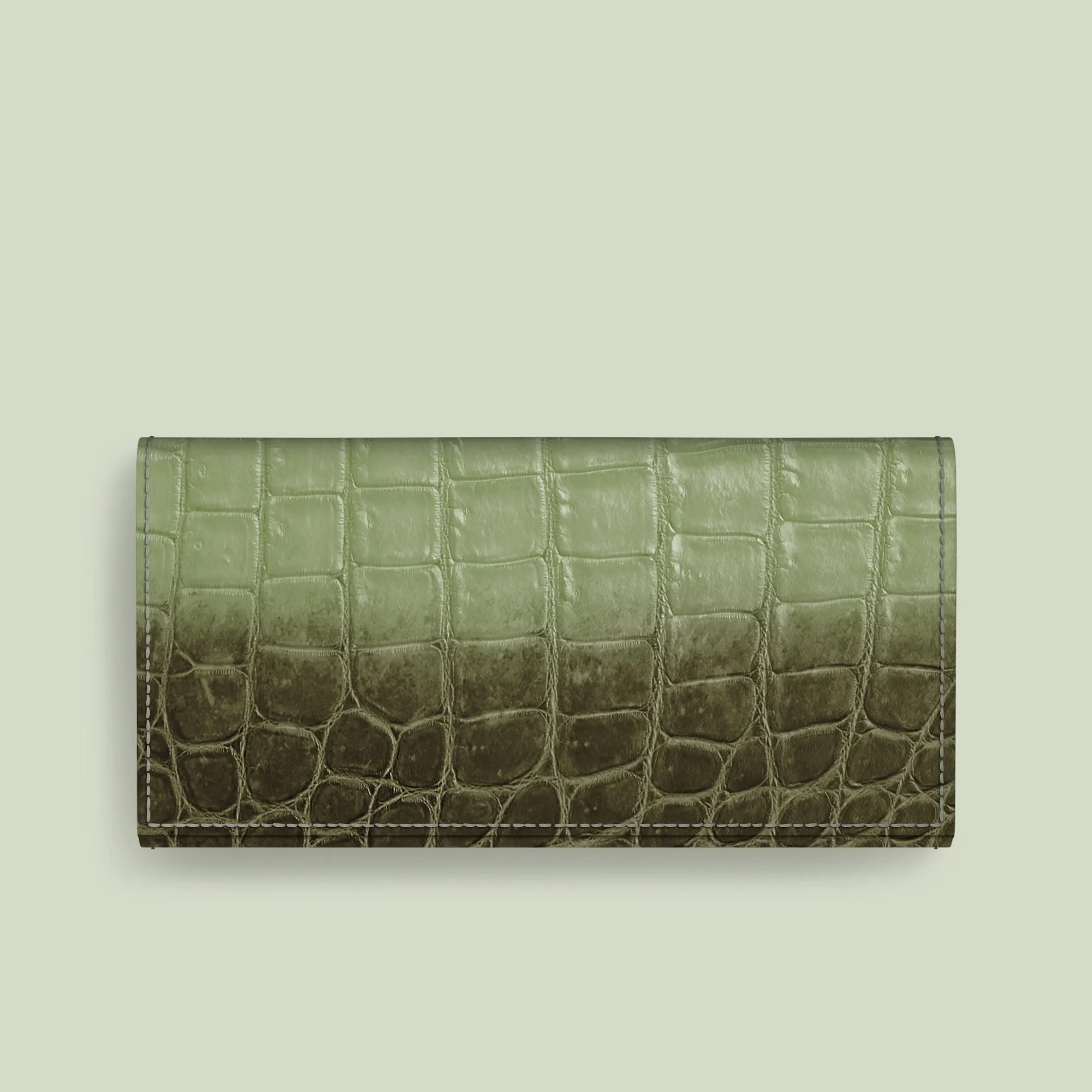 Wallet Case Celadon Green For iPhone 17 Air In Himalayan Crocodile Ultra Slim