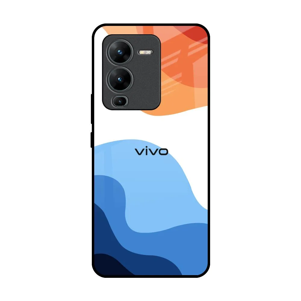 Everyday Carry Wavy Color Pattern Glass Case for Vivo V25 Pro