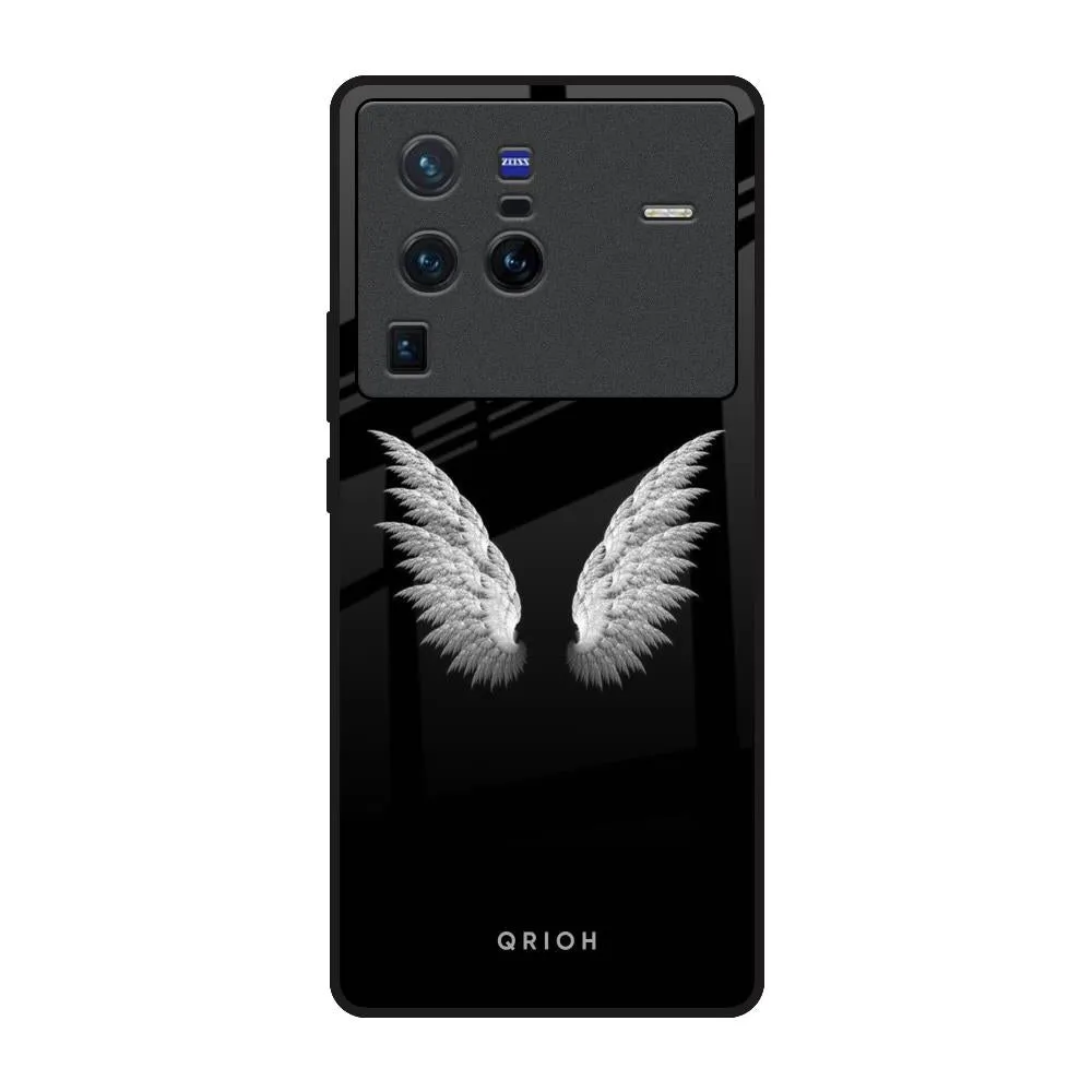 Grip Texture White Angel Wings Glass Case for Vivo X80 Pro 5G