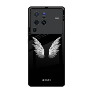 Grip Texture White Angel Wings Glass Case for Vivo X80 Pro 5G