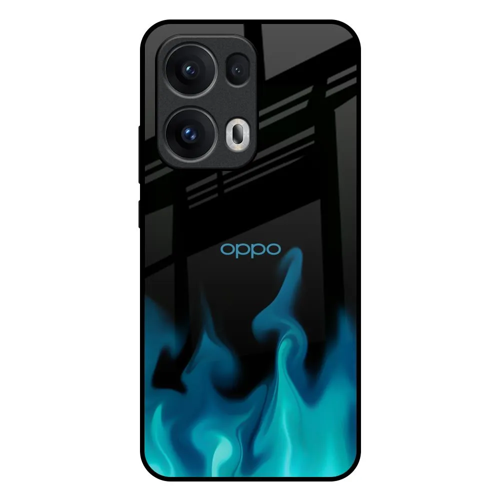 Color Gradient Teal Flames Glass Case for Oppo Reno13 Pro 5G