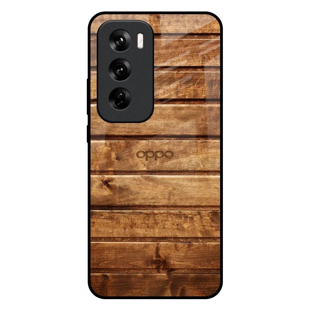 Slim Feel Luxury Surface Layer Wooden Planks Glass Case for Oppo Reno 12 5G